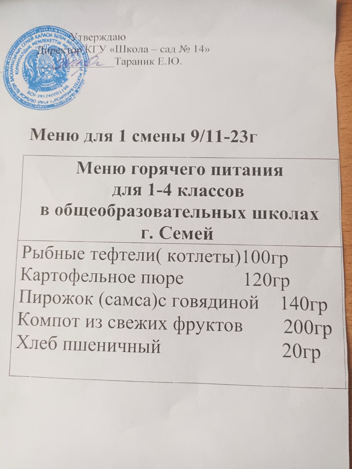 Меню 09.11.2023